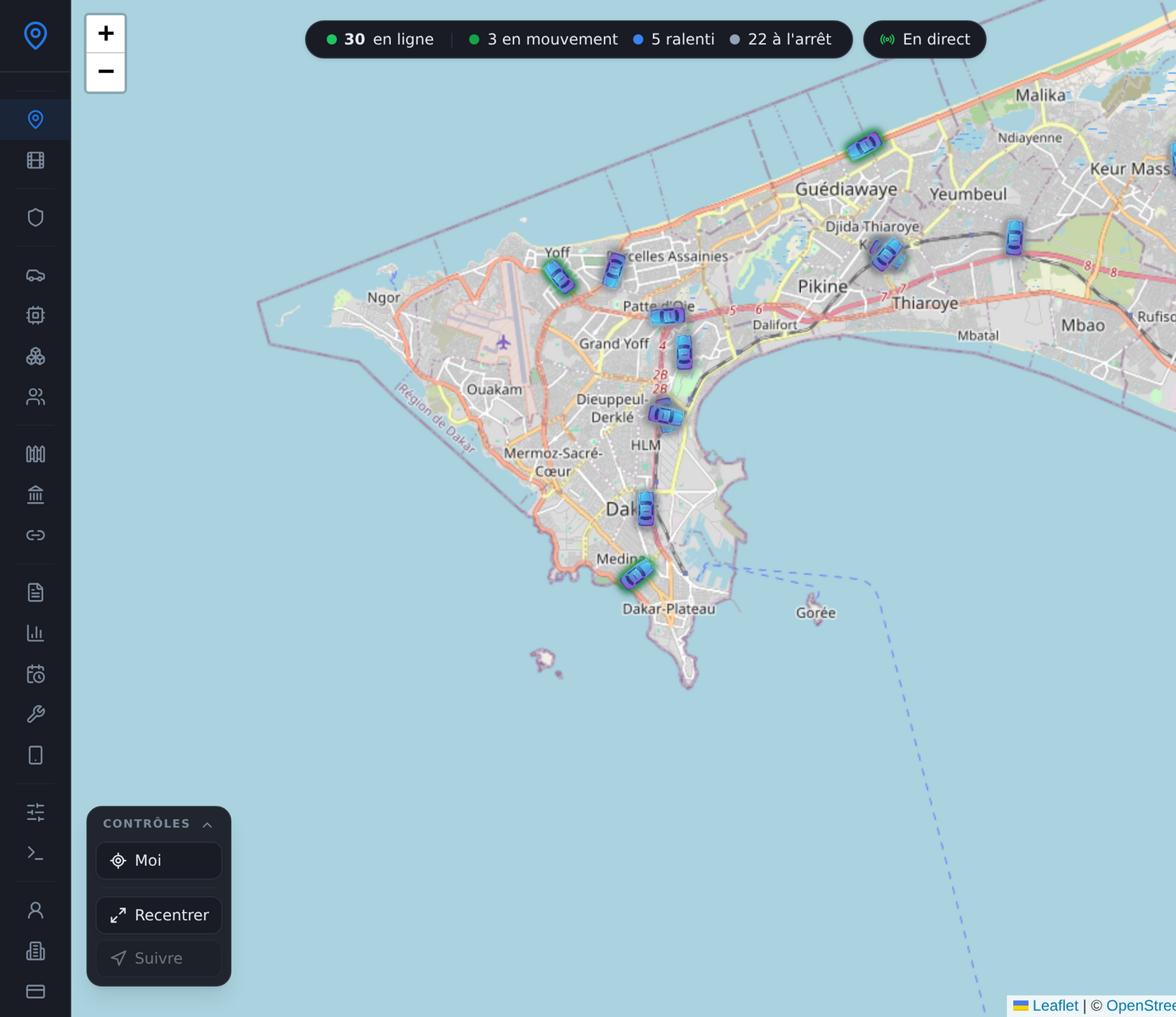 Application SenFlote — suivi de flotte en temps réel sur la carte
